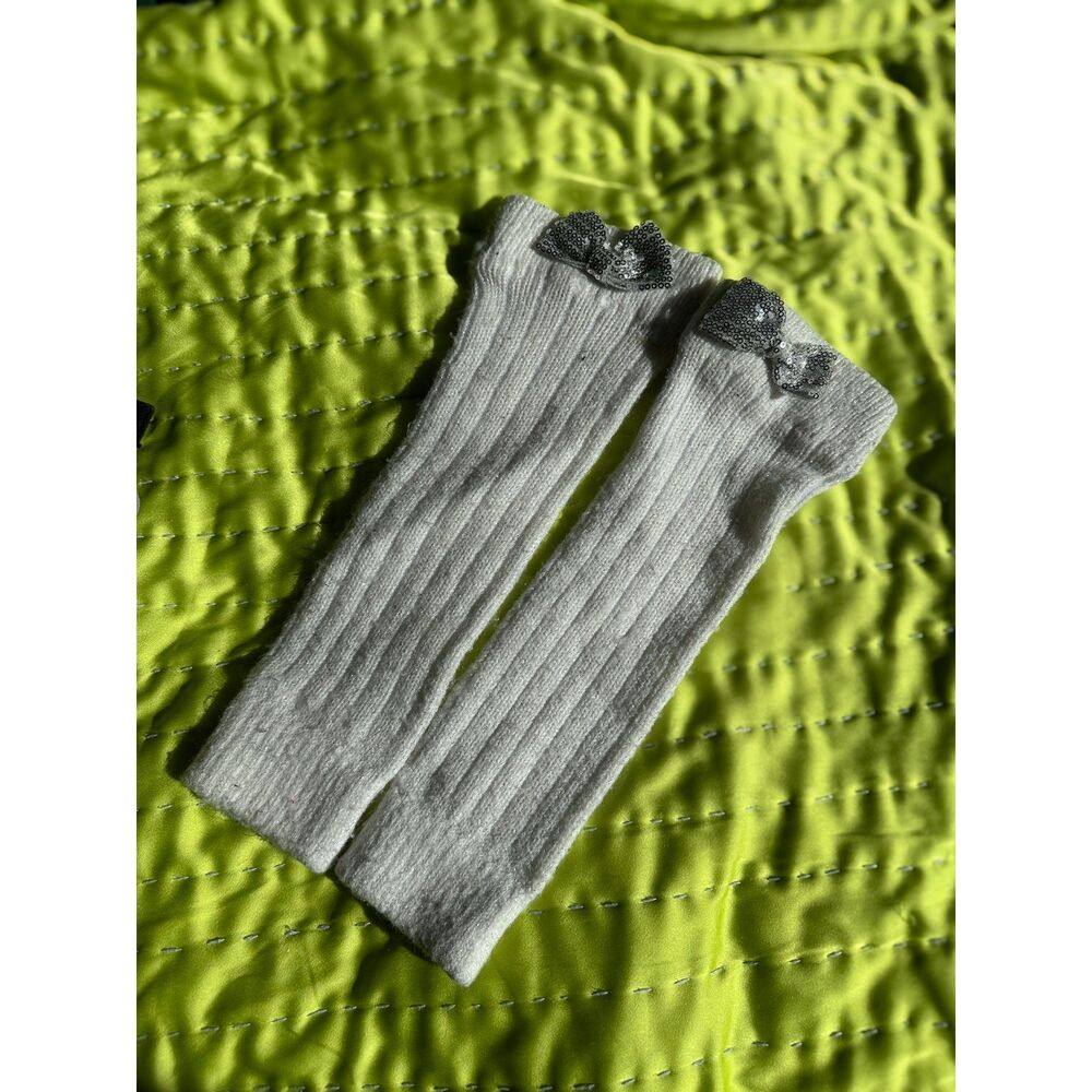 Girls Cream Colored Acrylic Blend Leg Warmers OS